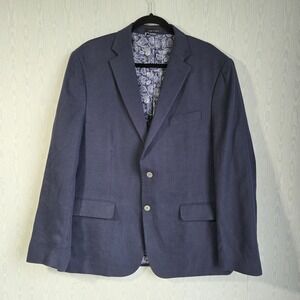 Lauren Ralph Lauren Mens 44R 100% Linen Blazer Sport Coat Navy Blue Black Label